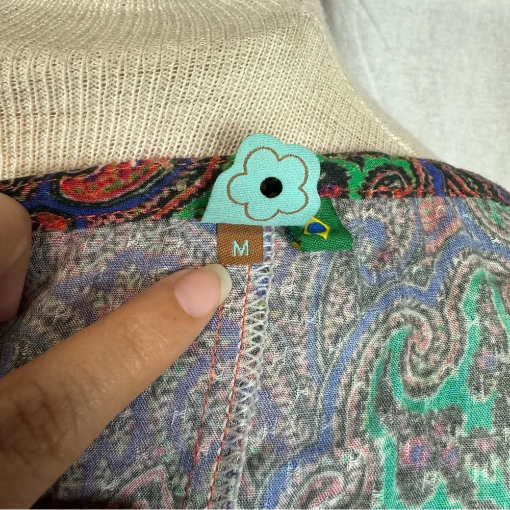 Farm Rio V-Neck Caftan Dress in Multicolor Paisley Print Size Medium - Picture 14 of 16